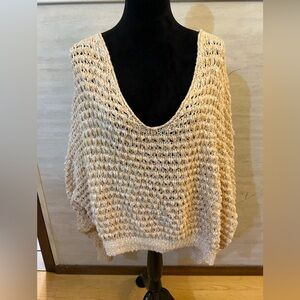 Free People Coconut V-Neck Sweater Chunky Open-Knit Design